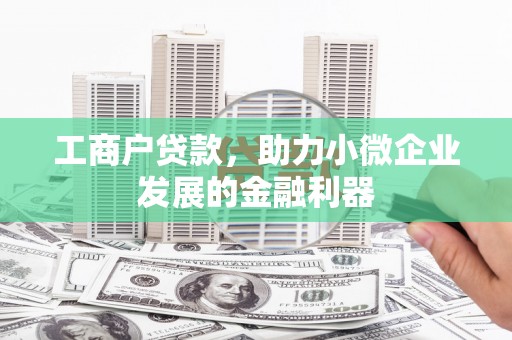 峨边工商户贷款，助力小微企业发展的金融利器