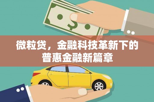 峨边微粒贷，金融科技革新下的普惠金融新篇章
