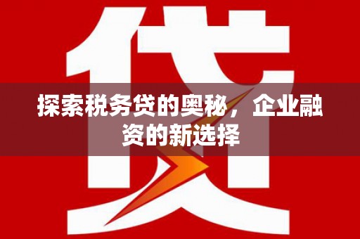 峨边探索税务贷的奥秘，企业融资的新选择