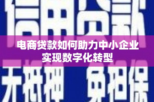 峨边电商贷款如何助力中小企业实现数字化转型