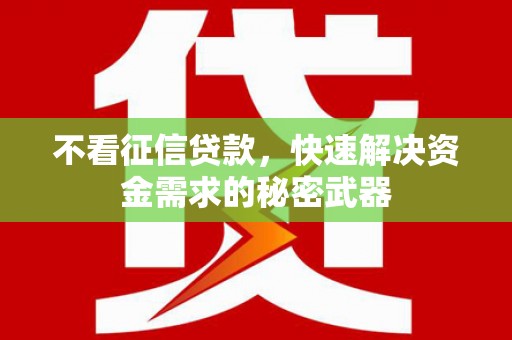 峨边不看征信贷款，快速解决资金需求的秘密武器
