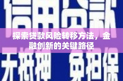 峨边探索贷款风险转移方法，金融创新的关键路径