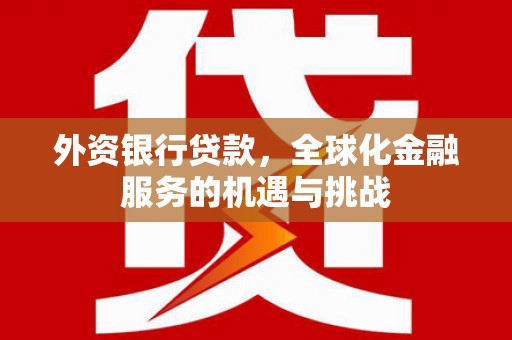 峨边外资银行贷款，全球化金融服务的机遇与挑战