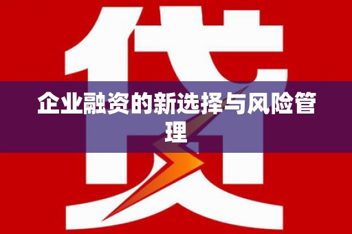 峨边企业融资的新选择与风险管理