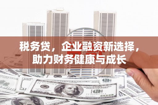 峨边税务贷，企业融资新选择，助力财务健康与成长